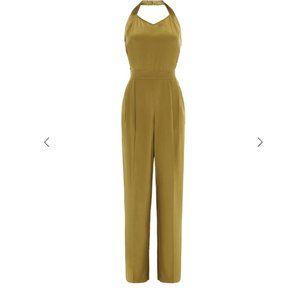 rag & bone Scarlet satin-trimmed silk halterneck jumpsuit